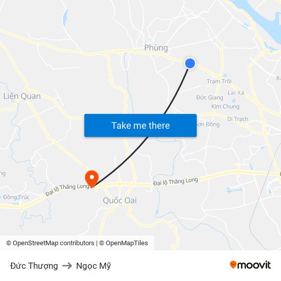 Đức Thượng to Ngọc Mỹ map