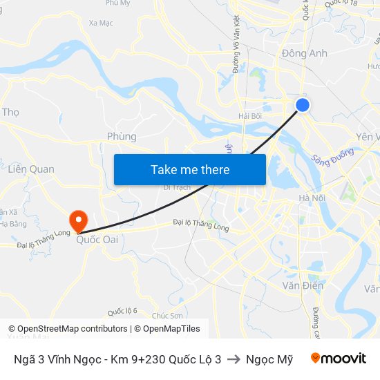 Ngã 3 Vĩnh Ngọc - Km 9+230 Quốc Lộ 3 to Ngọc Mỹ map