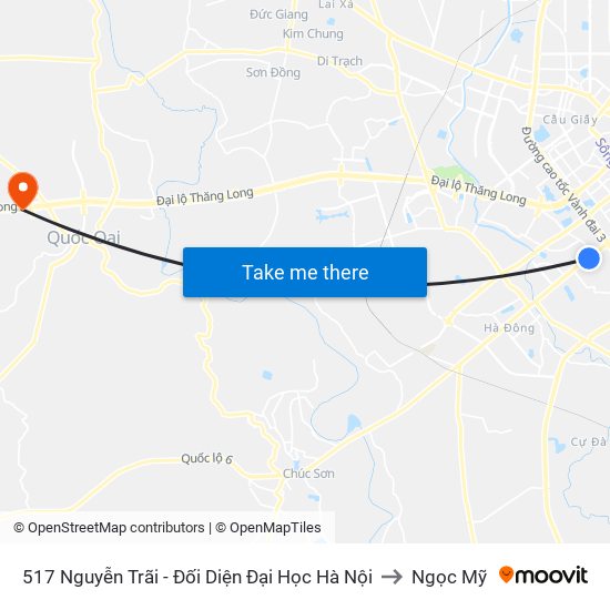 517 Nguyễn Trãi - Đối Diện Đại Học Hà Nội to Ngọc Mỹ map