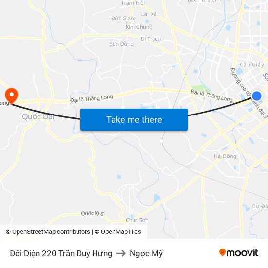 Đối Diện 220 Trần Duy Hưng to Ngọc Mỹ map