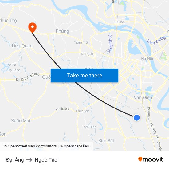 Đại Áng to Ngọc Tảo map