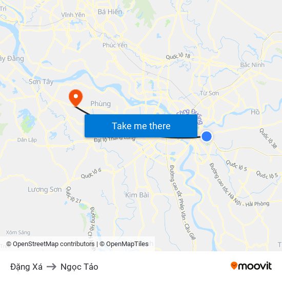 Đặng Xá to Ngọc Tảo map