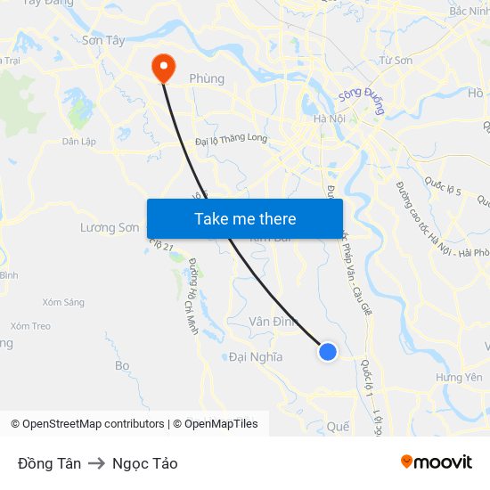 Đồng Tân to Ngọc Tảo map