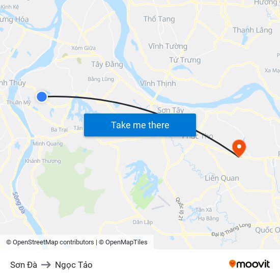 Sơn Đà to Ngọc Tảo map