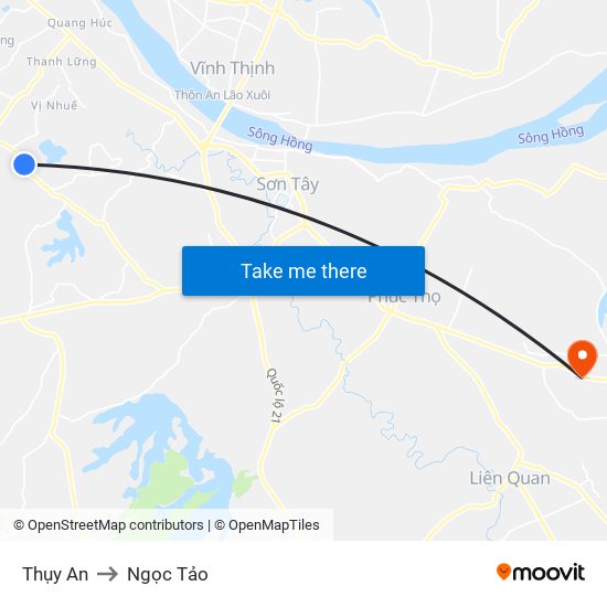 Thụy An to Ngọc Tảo map