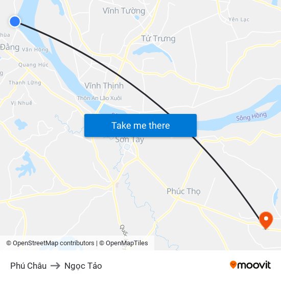 Phú Châu to Ngọc Tảo map