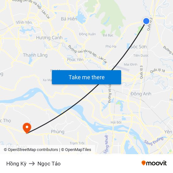 Hồng Kỳ to Ngọc Tảo map