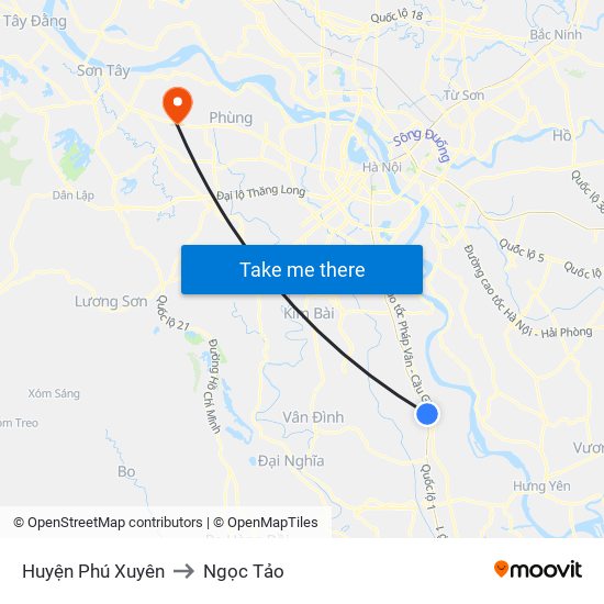 Huyện Phú Xuyên to Ngọc Tảo map