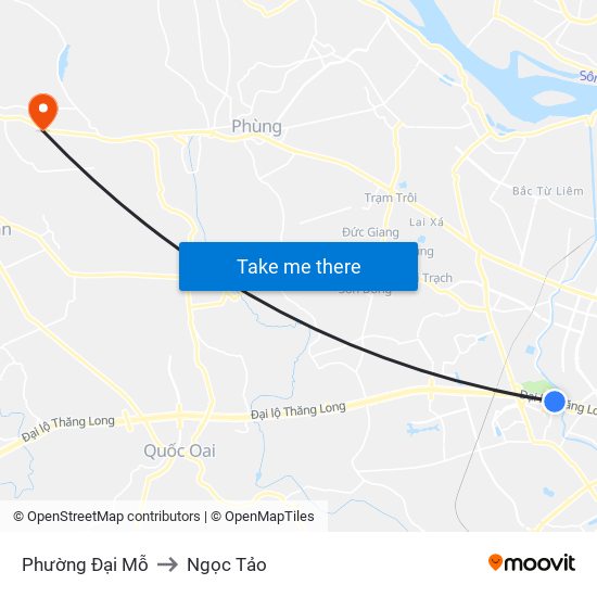 Phường Đại Mỗ to Ngọc Tảo map