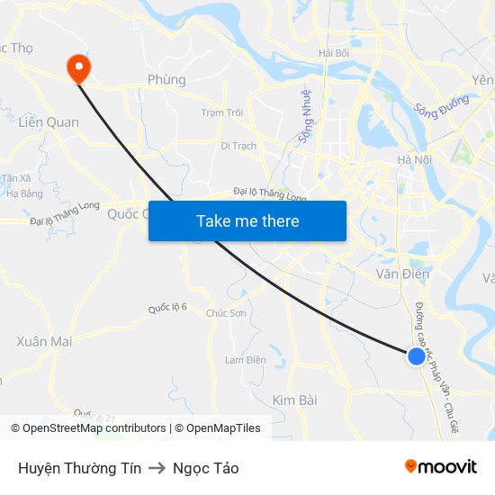 Huyện Thường Tín to Ngọc Tảo map