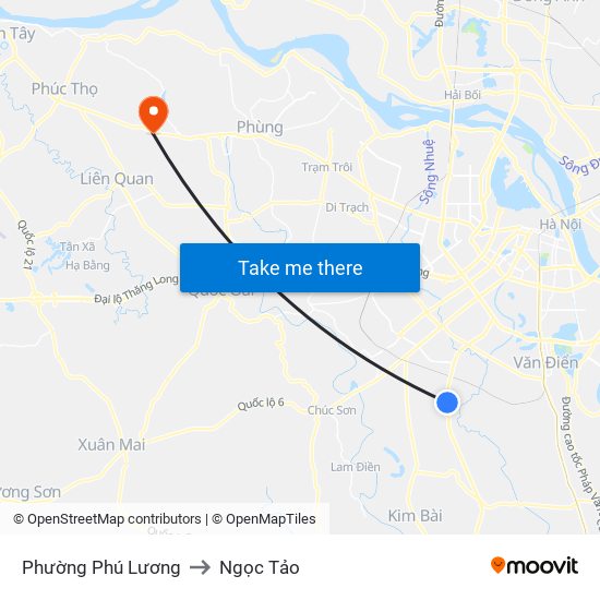 Phường Phú Lương to Ngọc Tảo map