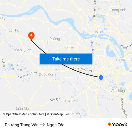 Phường Trung Văn to Ngọc Tảo map