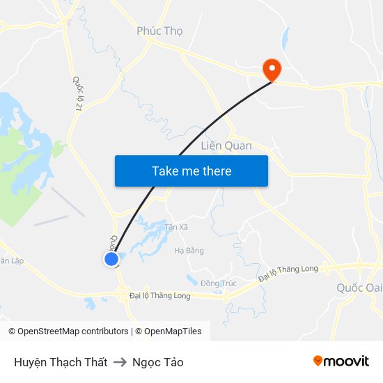 Huyện Thạch Thất to Ngọc Tảo map