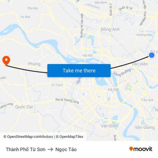 Thành Phố Từ Sơn to Ngọc Tảo map