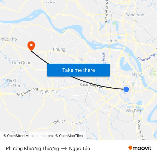 Phường Khương Thượng to Ngọc Tảo map