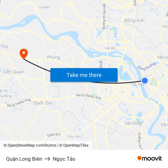 Quận Long Biên to Ngọc Tảo map