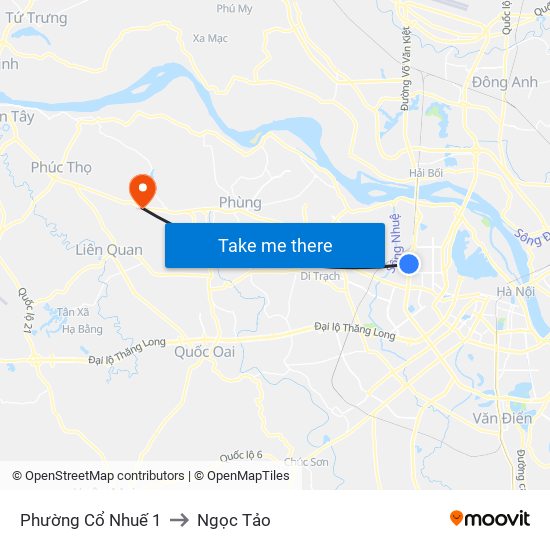 Phường Cổ Nhuế 1 to Ngọc Tảo map