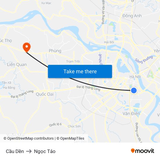 Cầu Dền to Ngọc Tảo map