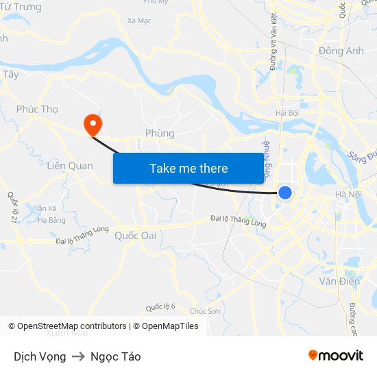 Dịch Vọng to Ngọc Tảo map