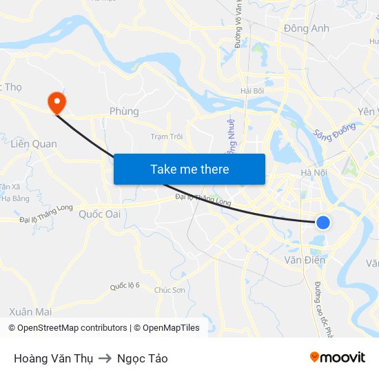 Hoàng Văn Thụ to Ngọc Tảo map