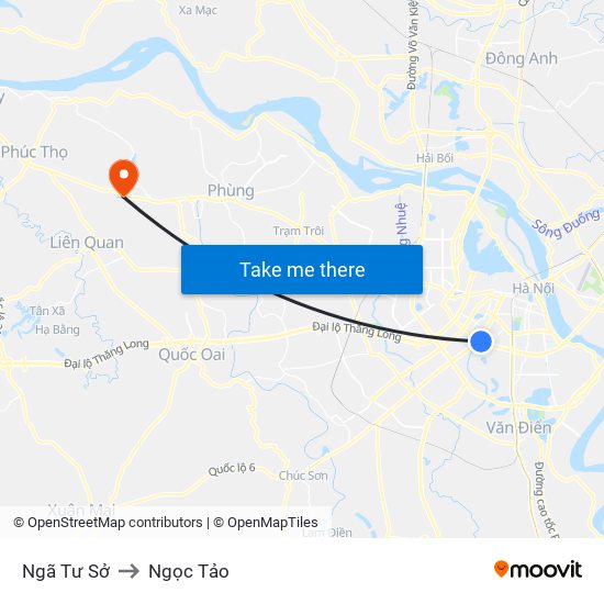 Ngã Tư Sở to Ngọc Tảo map