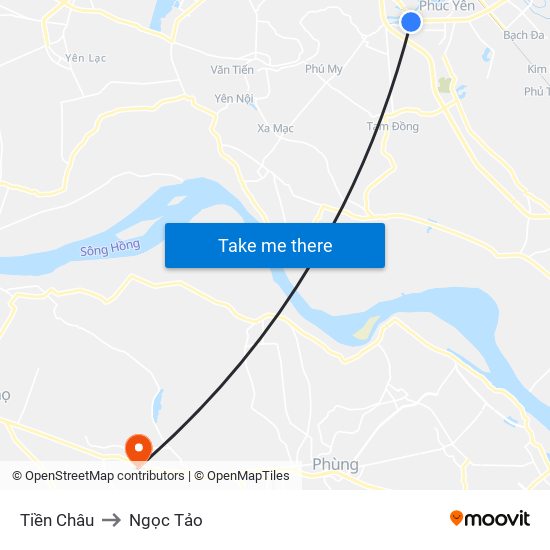 Tiền Châu to Ngọc Tảo map