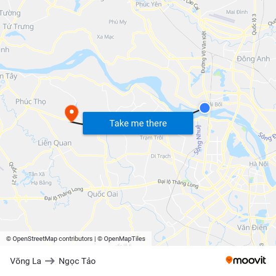 Võng La to Ngọc Tảo map