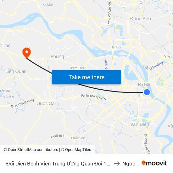 Đối Diện Bệnh Viện Trung Ương Quân Đội 108 - Trần Hưng Đạo to Ngọc Tảo map