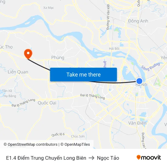 E1.4 Điểm Trung Chuyển Long Biên to Ngọc Tảo map