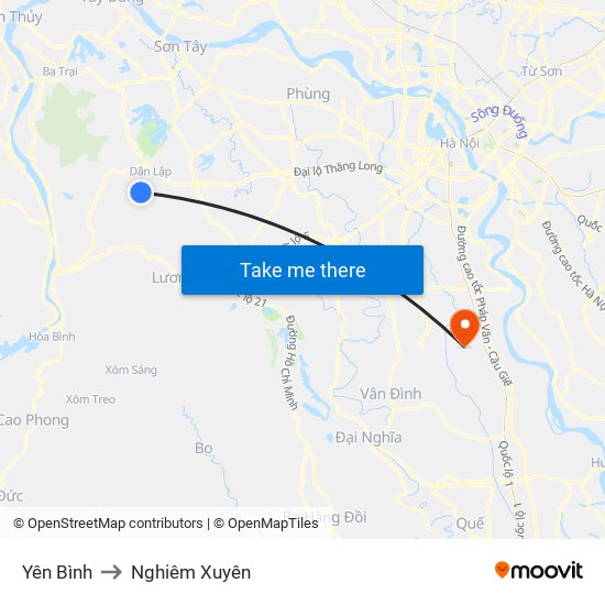 Yên Bình to Nghiêm Xuyên map