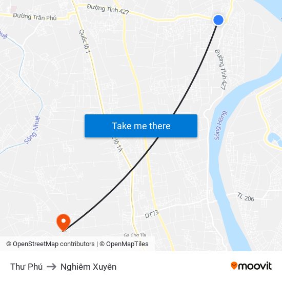 Thư Phú to Nghiêm Xuyên map