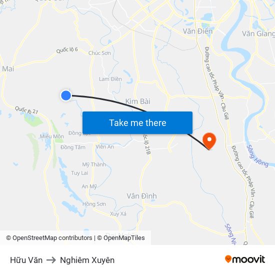 Hữu Văn to Nghiêm Xuyên map