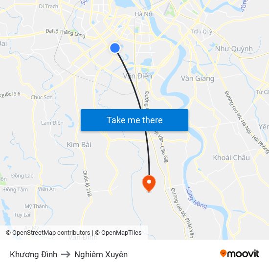 Khương Đình to Nghiêm Xuyên map