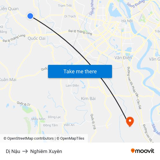 Dị Nậu to Nghiêm Xuyên map