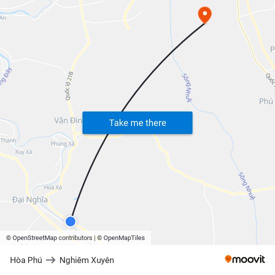 Hòa Phú to Nghiêm Xuyên map