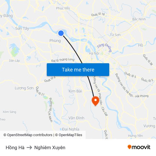 Hồng Hà to Nghiêm Xuyên map