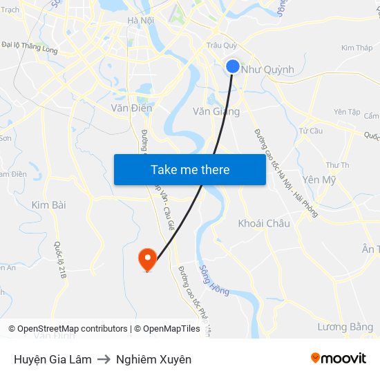 Huyện Gia Lâm to Nghiêm Xuyên map