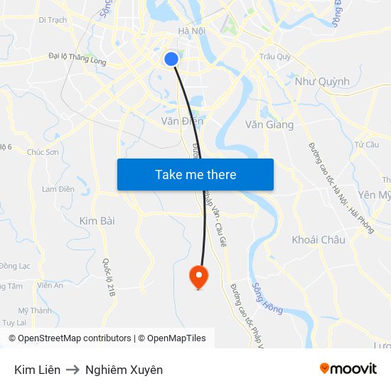 Kim Liên to Nghiêm Xuyên map