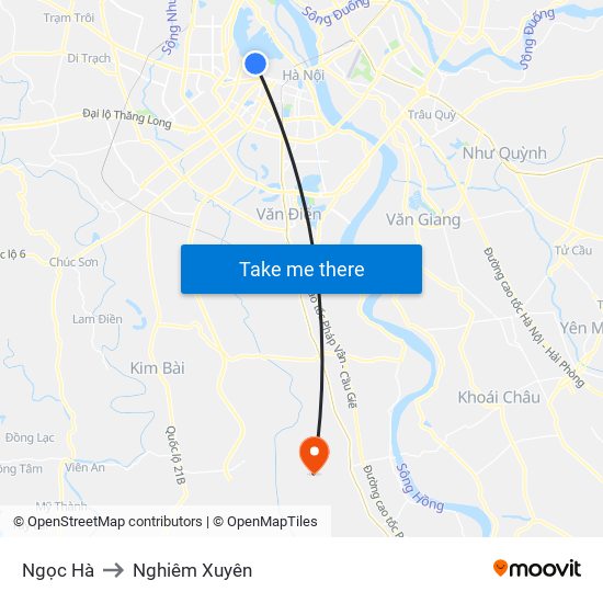 Ngọc Hà to Nghiêm Xuyên map