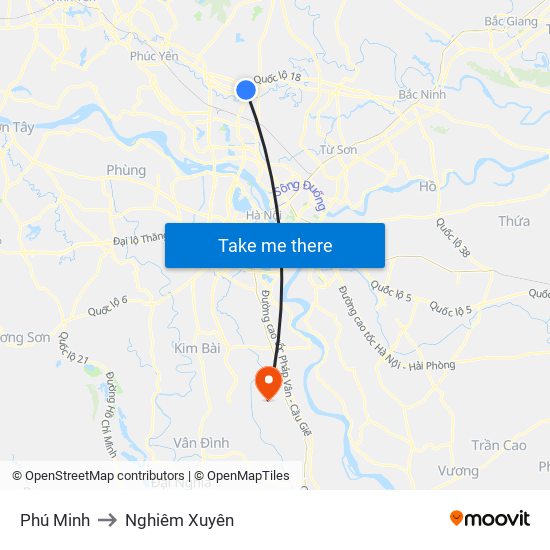 Phú Minh to Nghiêm Xuyên map