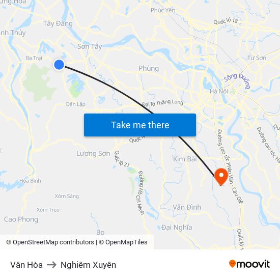 Vân Hòa to Nghiêm Xuyên map