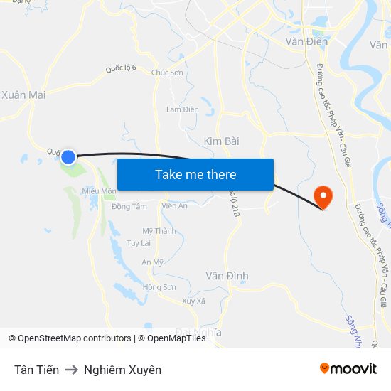 Tân Tiến to Nghiêm Xuyên map