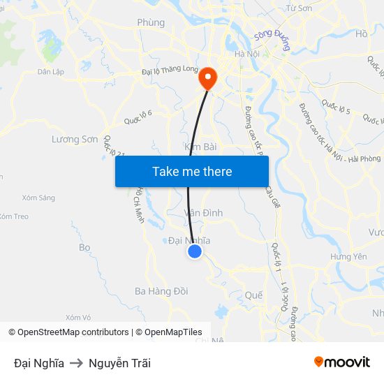 Đại Nghĩa to Nguyễn Trãi map