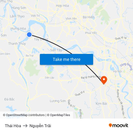 Thái Hòa to Nguyễn Trãi map