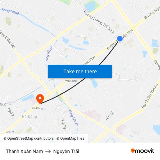 Thanh Xuân Nam to Nguyễn Trãi map