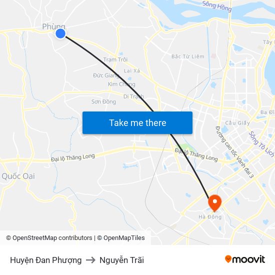 Huyện Đan Phượng to Nguyễn Trãi map