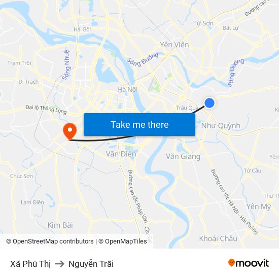 Xã Phú Thị to Nguyễn Trãi map