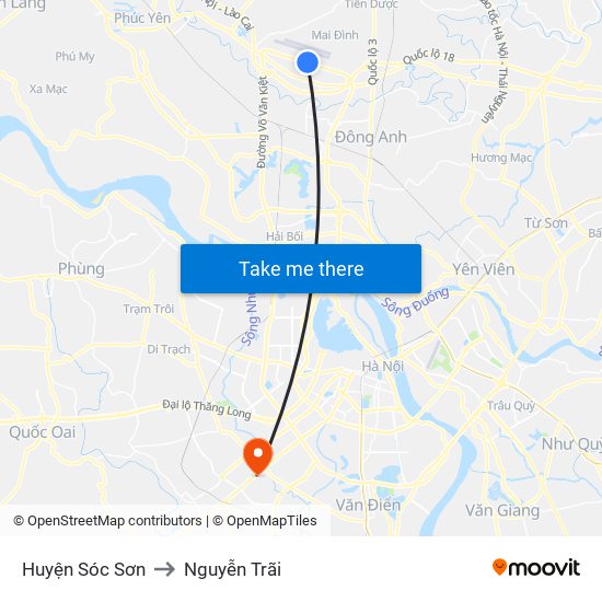 Huyện Sóc Sơn to Nguyễn Trãi map