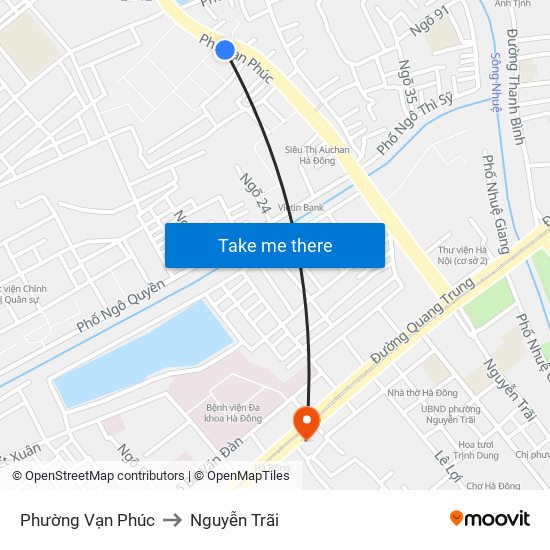 Phường Vạn Phúc to Nguyễn Trãi map