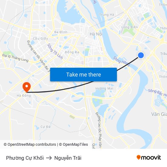 Phường Cự Khối to Nguyễn Trãi map